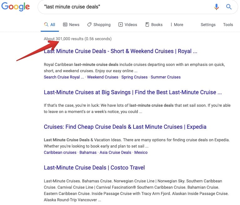 Searching "Last Minute Cruise Deals"