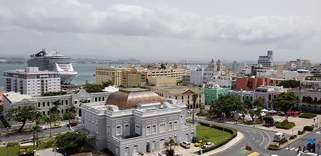 View of Old San Juan and MSC Seaside from Fort San Cristobol