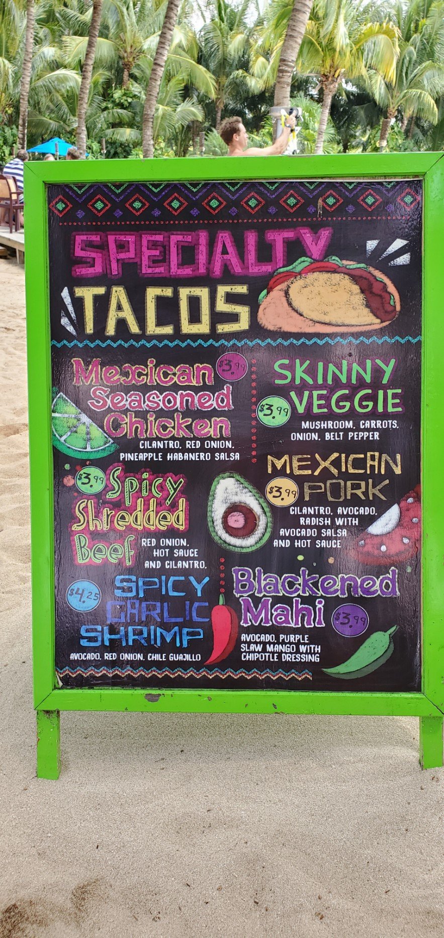 Paradise Beach Taco Truck Menu- Cozumel, Mexico